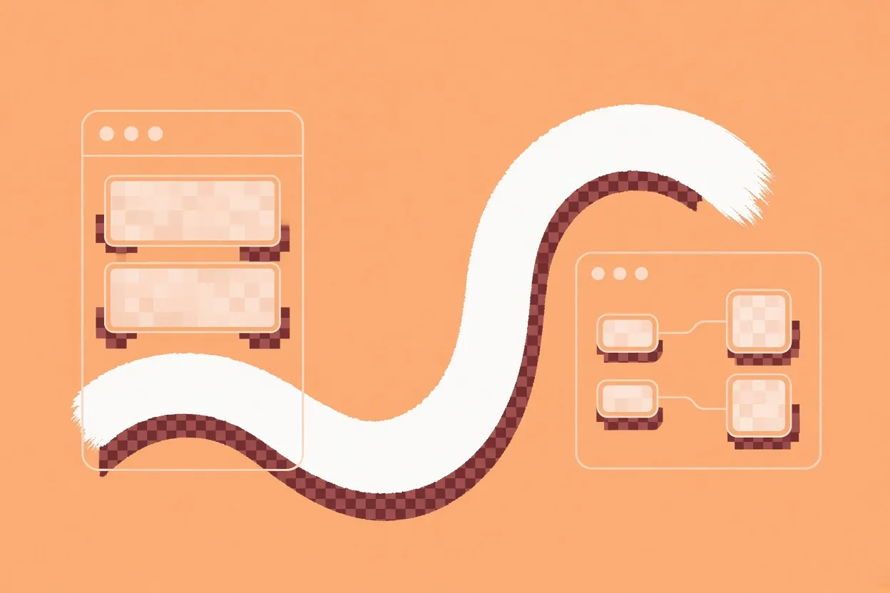 Illustration of a form with two filled fields and a message window where those answers reappear as linked tokens