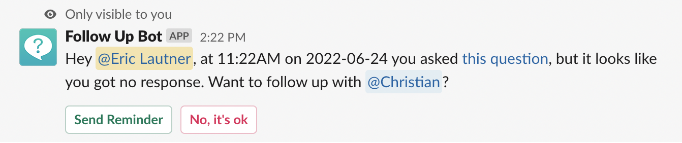 Follow Up Bot for Slack