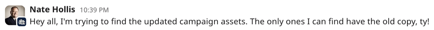 A customer's message in a Slack Connect channel